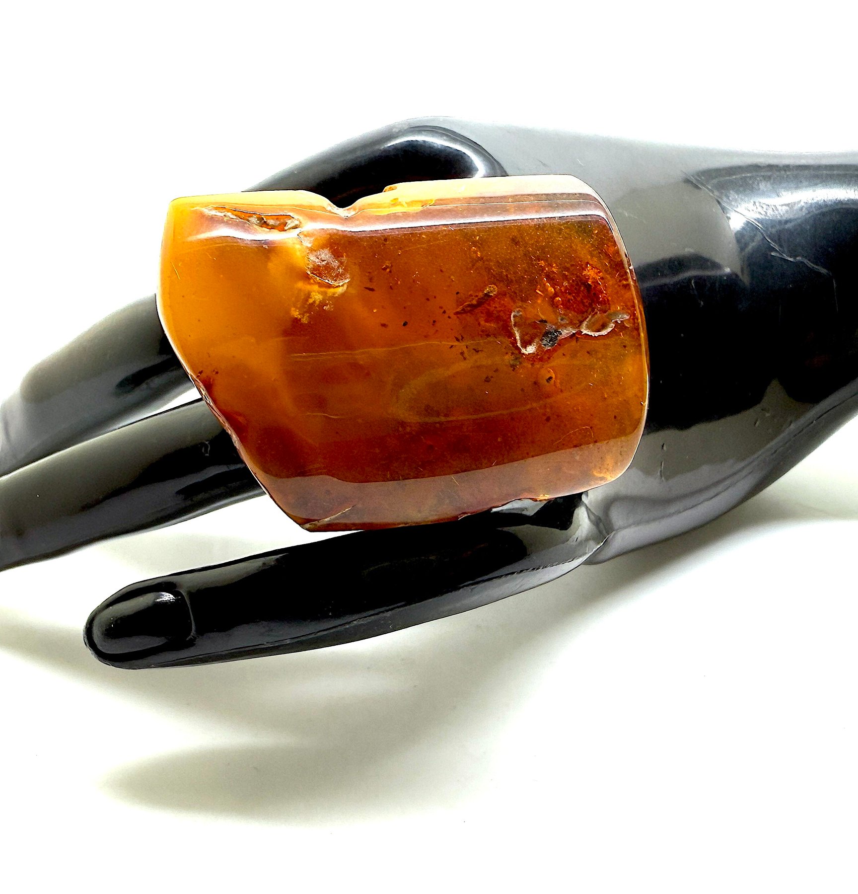 Broche art déco con gran ámbar báltico natural con inclusiones. - Ámbar - Baltic amber - Succinite  (Sin precio de reserva)