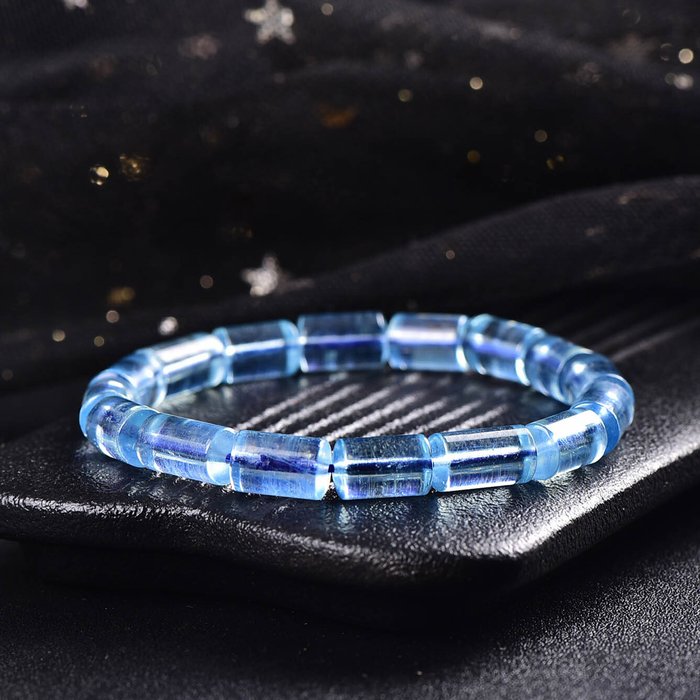 Certificado por ALGT - Brazalete exclusivo de aguamarina natural - Azul intenso y calidad excepcional- 18.39 g